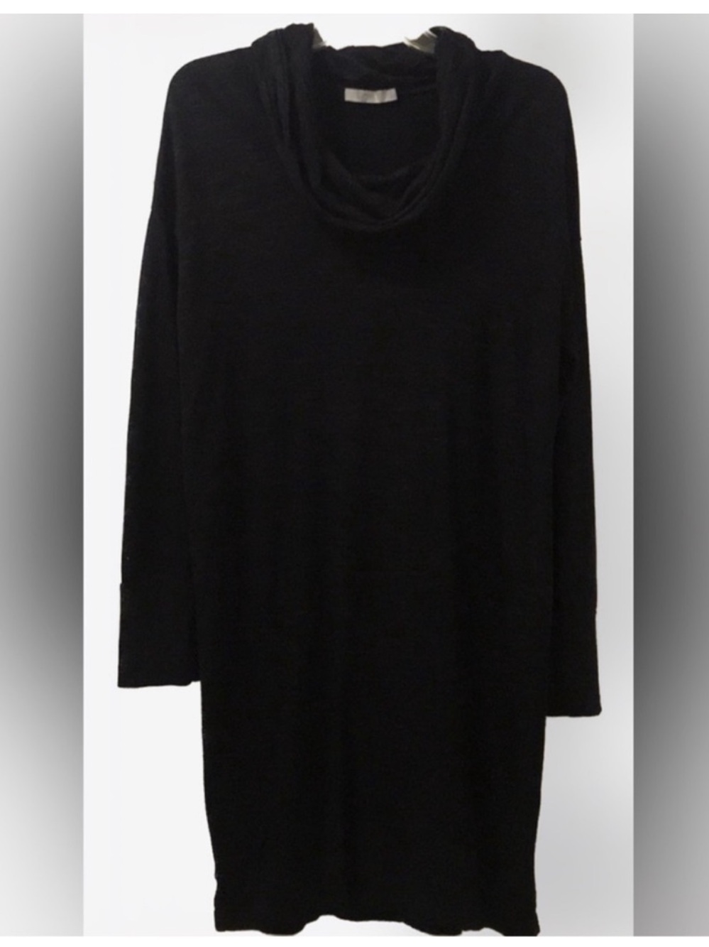 Dalia Cowlneck Black Marled Knit Dress~Size L